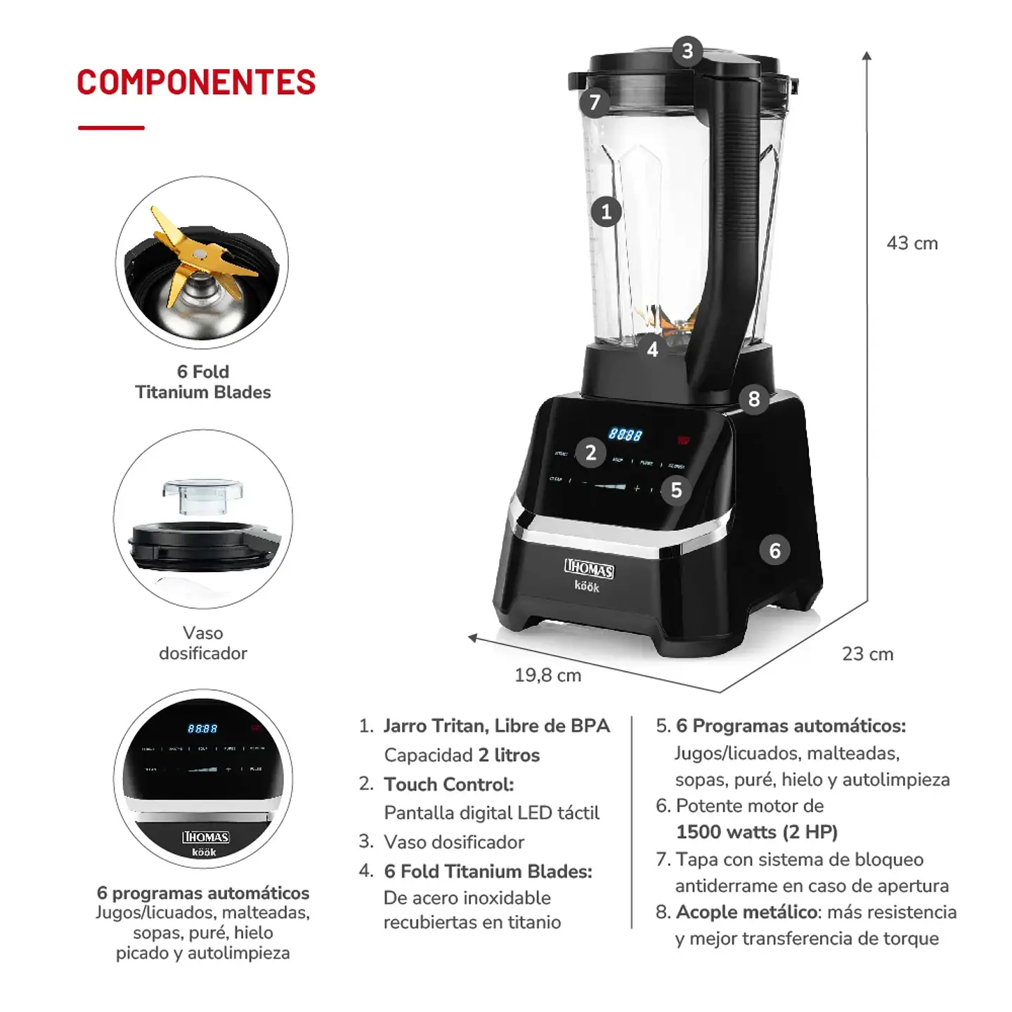 LICUADORA KÖÖK PRO 2HP TH-860D 7