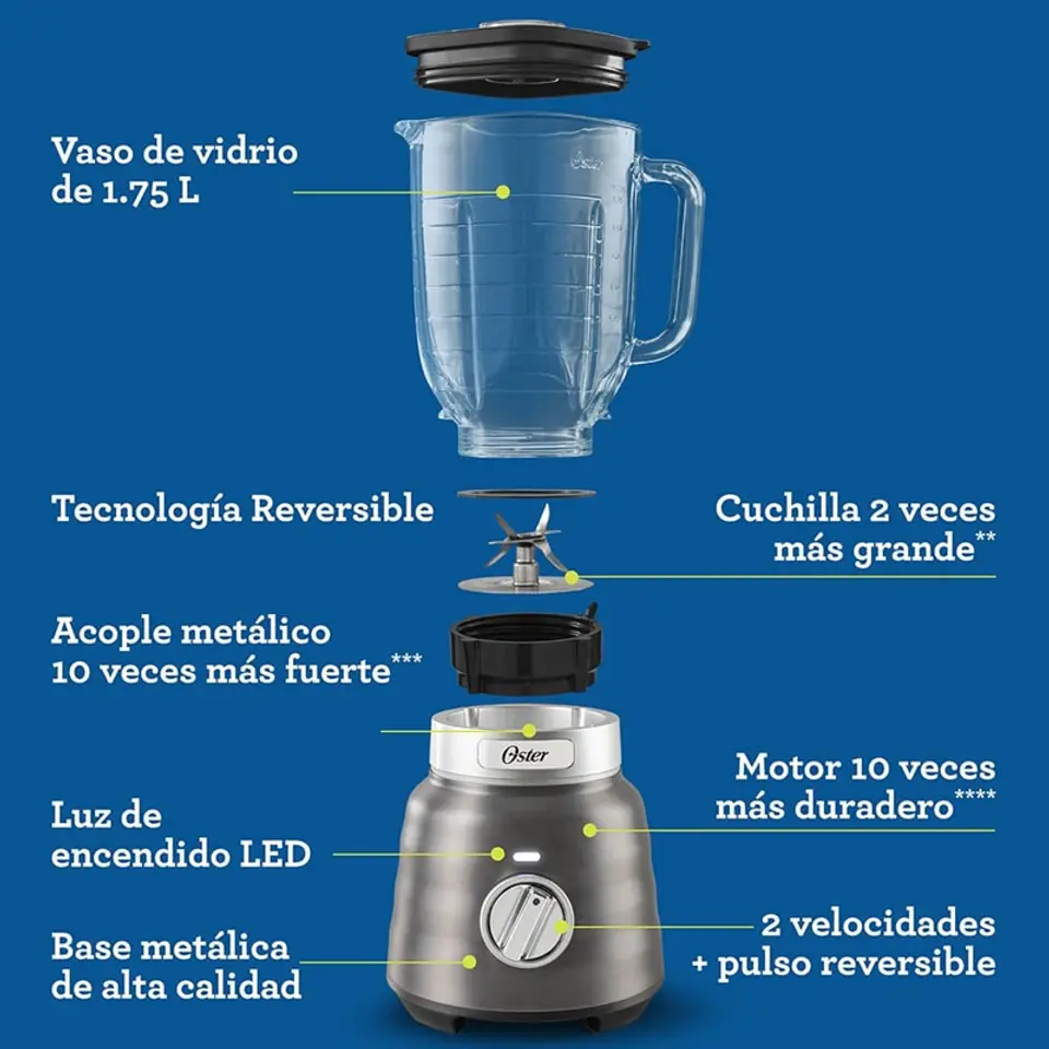 LICUADORA OSTERIZER® MAX CON VASO DE VIDRIO BLSTPBRGR 5
