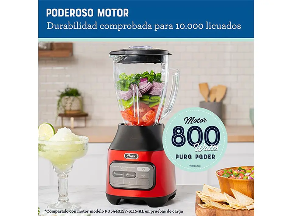 LICUADORA OSTER BLSTPEG-CRT-052 800W 1.5 L REVERSIBLE 2 PROGRAMAS AUTOMÁTICOS 3 VELOCIDADES MÁS PULSO 6