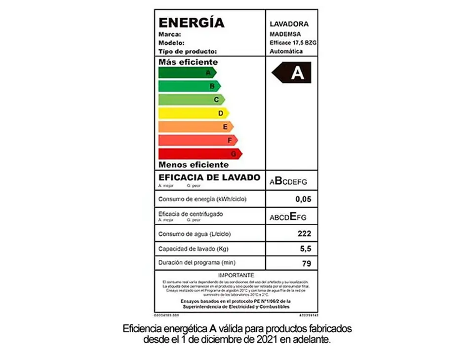 LAVADORA MADEMSA EFFICACE 17.5 KG BZG 5