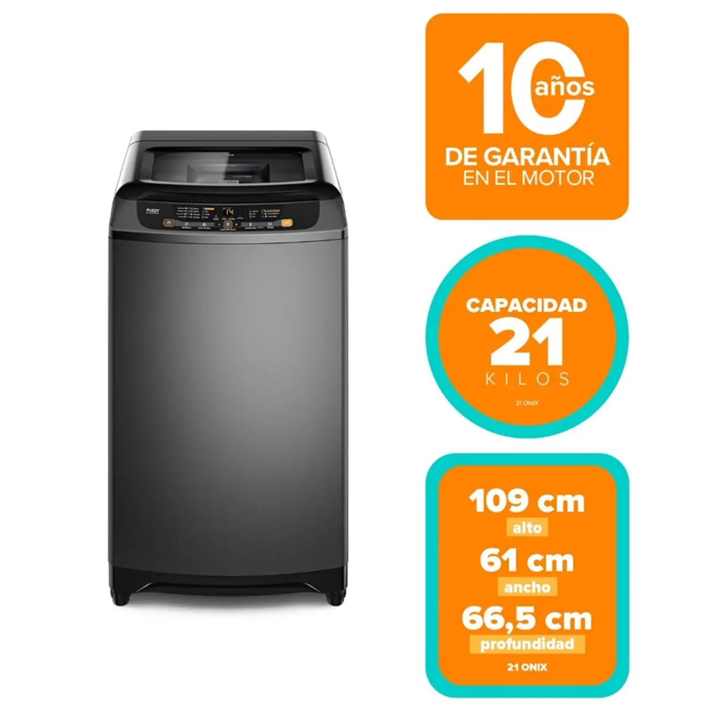 LAVADORA AUTOMÁTICA MADEMSA 21KG CARGA SUPERIOR 21 GRIS ONIX 4