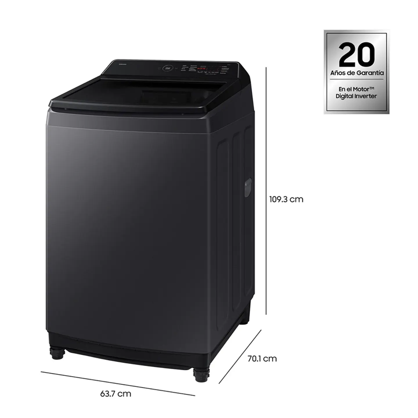 LAVADORA CARGA SUPERIOR SAMSUNG WA40F19E7CZS19KG GRAFITO 2