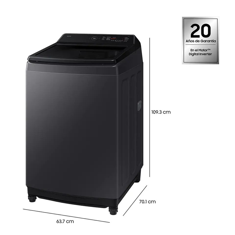 LAVADORA CARGA SUPERIOR SAMSUNG WA40F19E7CZS19KG GRAFITO 2