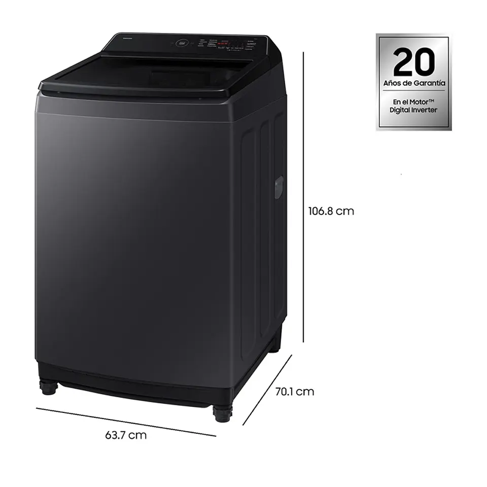 LAVADORA CARGA SUPERIOR SAMSUNG WA40F17E7CZS 17KG GRAFITO 2