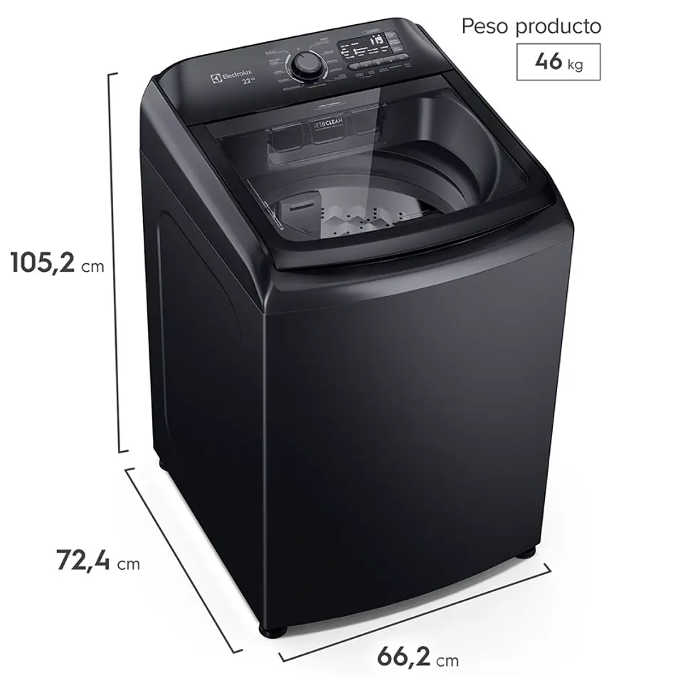 LAVADORA CARGA SUPERIOR ELECTROLUX LS22Y 22KG NEGRO 2