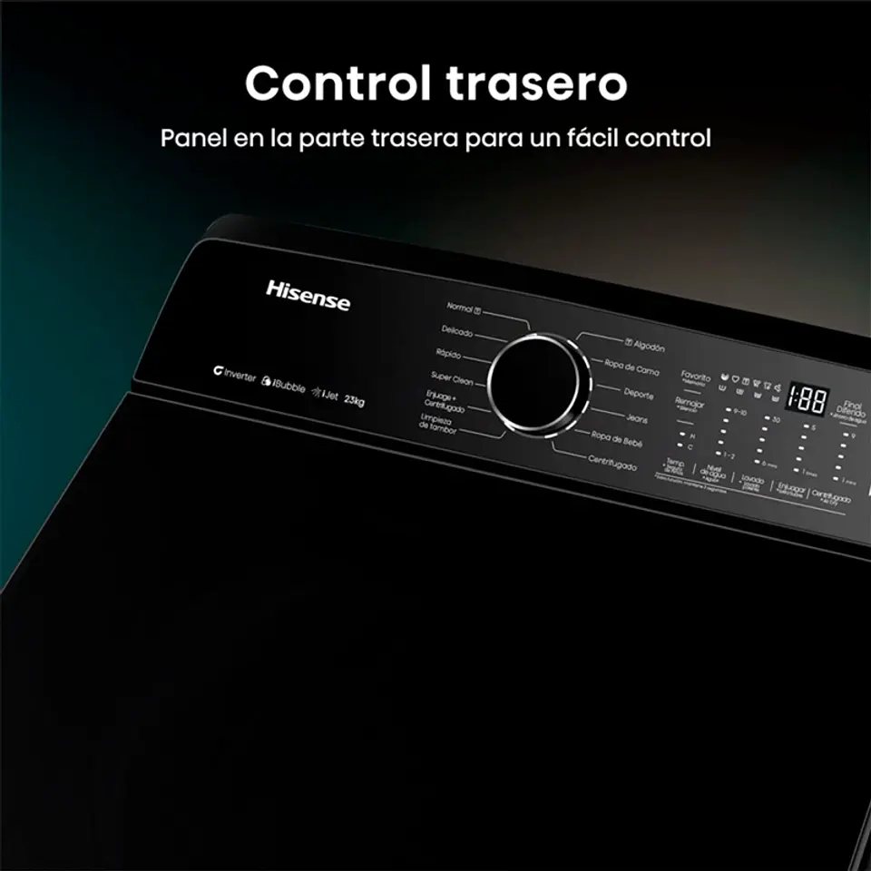 LAVADORA CARGA SUPERIOR HISENSE WT5I2323DB 23KG NEGRO 3