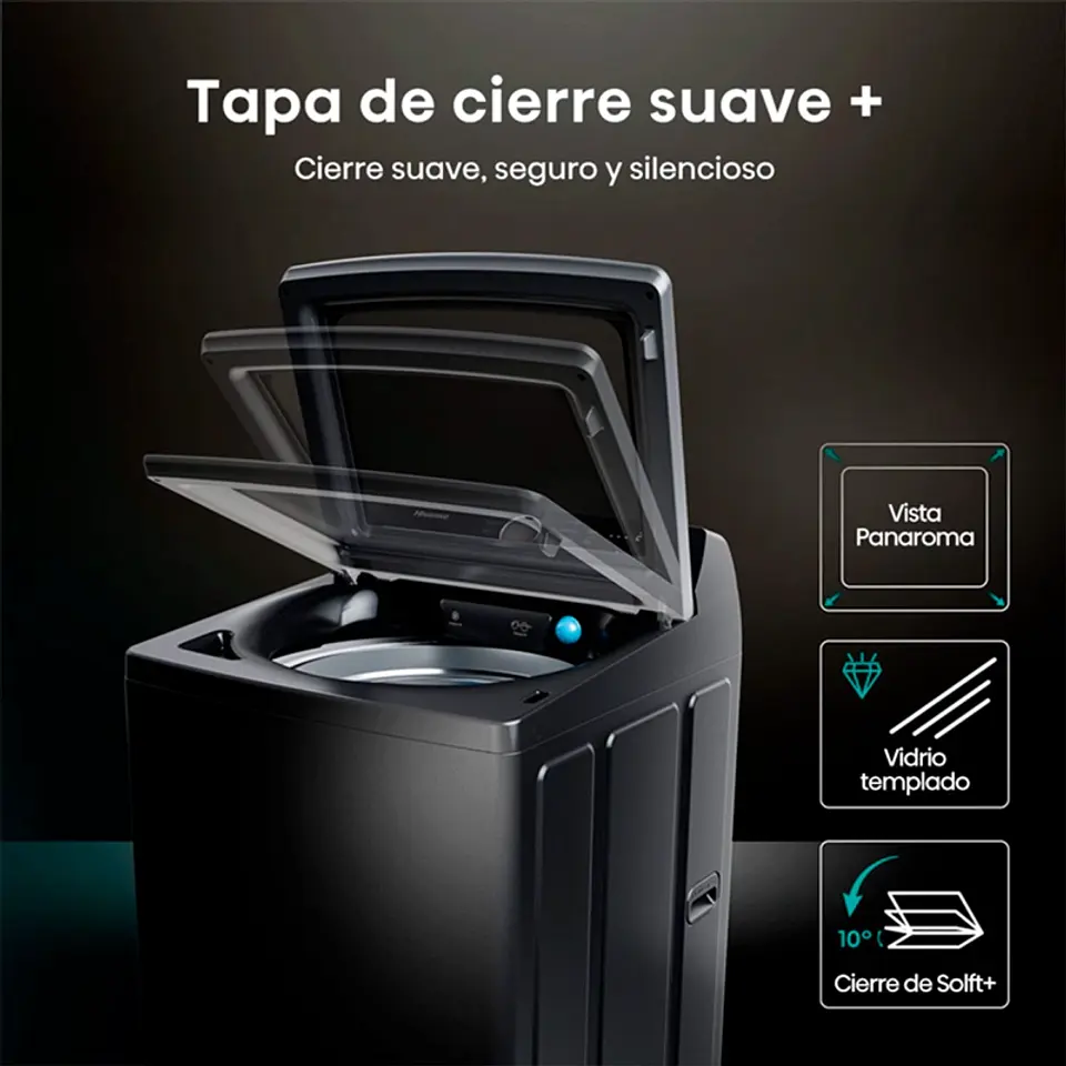 LAVADORA CARGA SUPERIOR HISENSE WT5I2323DB 23KG NEGRO 6