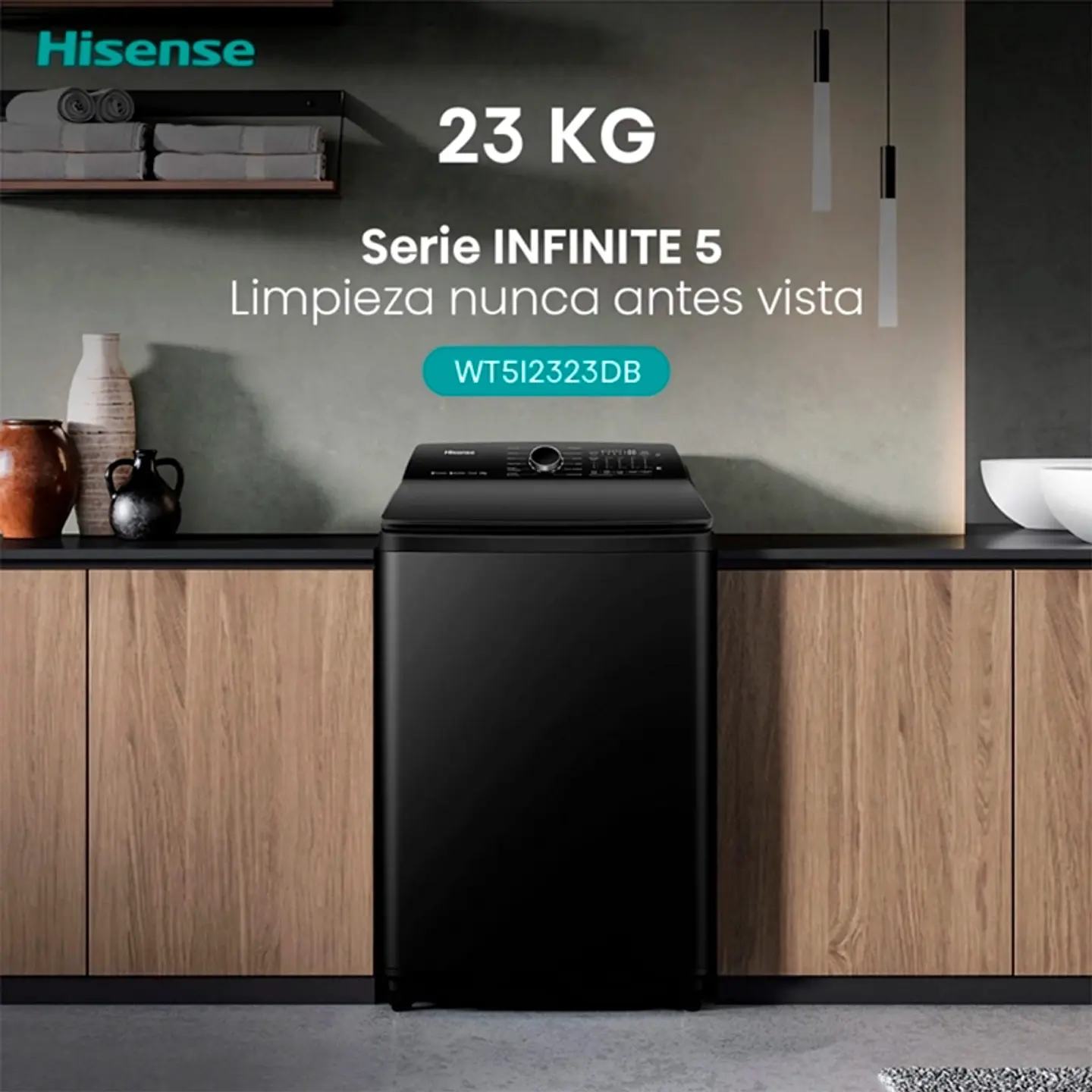 LAVADORA CARGA SUPERIOR HISENSE WT5I2323DB 23KG NEGRO 7