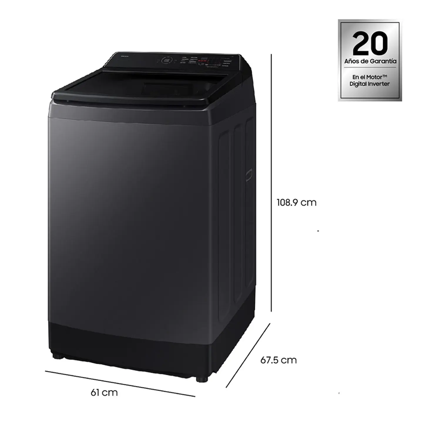 LAVADORA CARGA SUPERIOR SAMSUNG WA40F15E4CZS 15KG GRAFITO 2