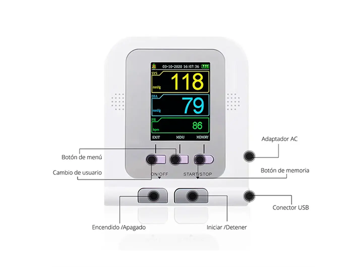 MONITOR SIGNOS VITALES TOPMEDIC CONTEC 08A SPO2 BRAZALETE NEONATAL PEDESTAL 4
