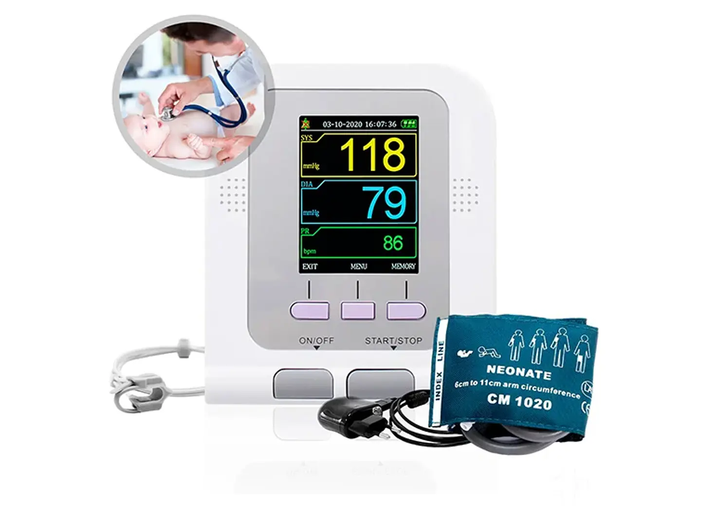 MONITOR SIGNOS VITALES TOPMEDIC CONTEC 08A SPO2 BRAZALETE NEONATAL 2