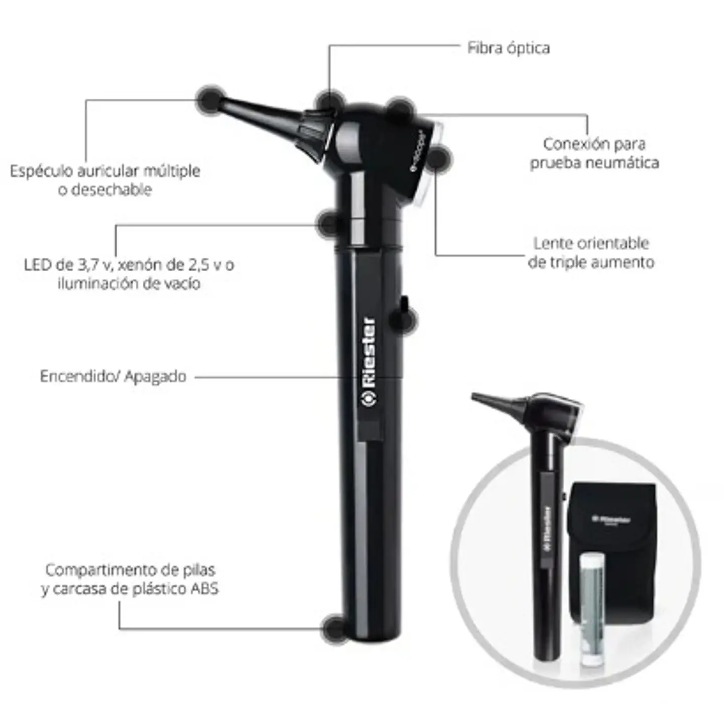 OTOSCOPIO MEDICALTEC RIESTER NEGRO® E-SCOPE® 2