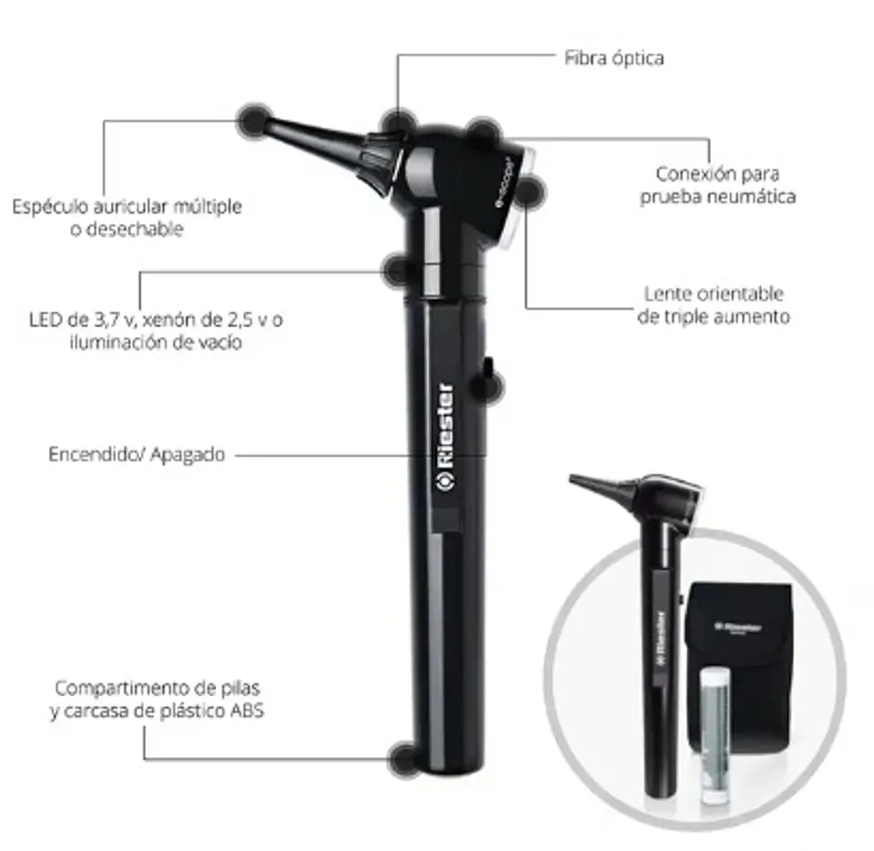 OTOSCOPIO MEDICALTEC RIESTER NEGRO® E-SCOPE® 2