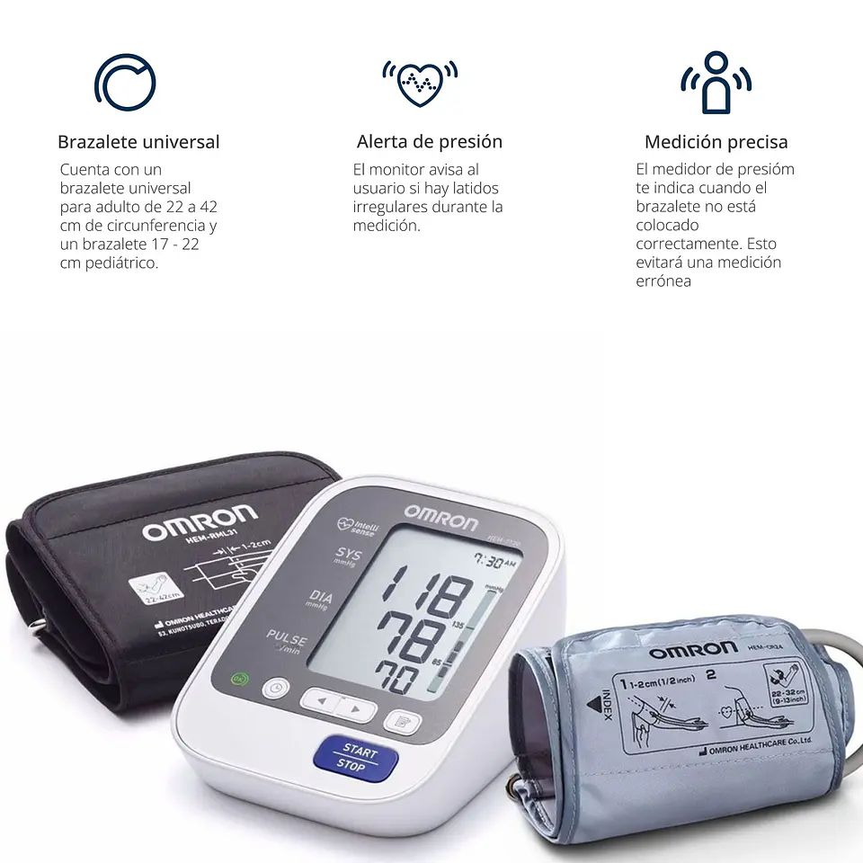 TOMA PRESIÓN TENSIÓMETRO DIGITAL BRAZO 60 MEMORIAS OMRON 7130 5