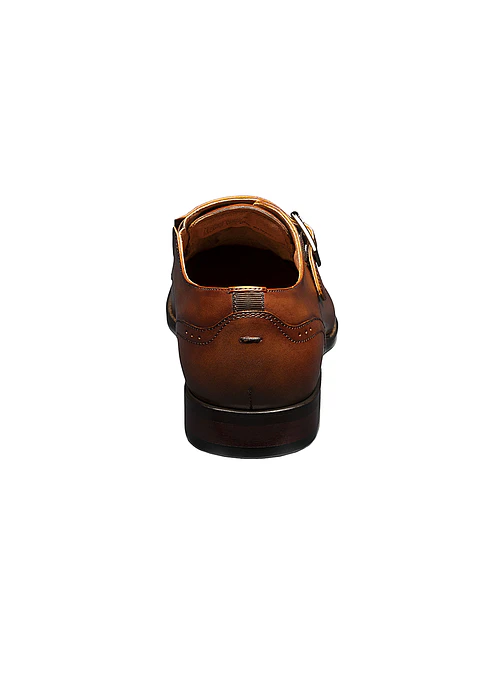 ZAPATO SORRENTO PLAIN TOE SINGLE MONK STRAP COGNAC