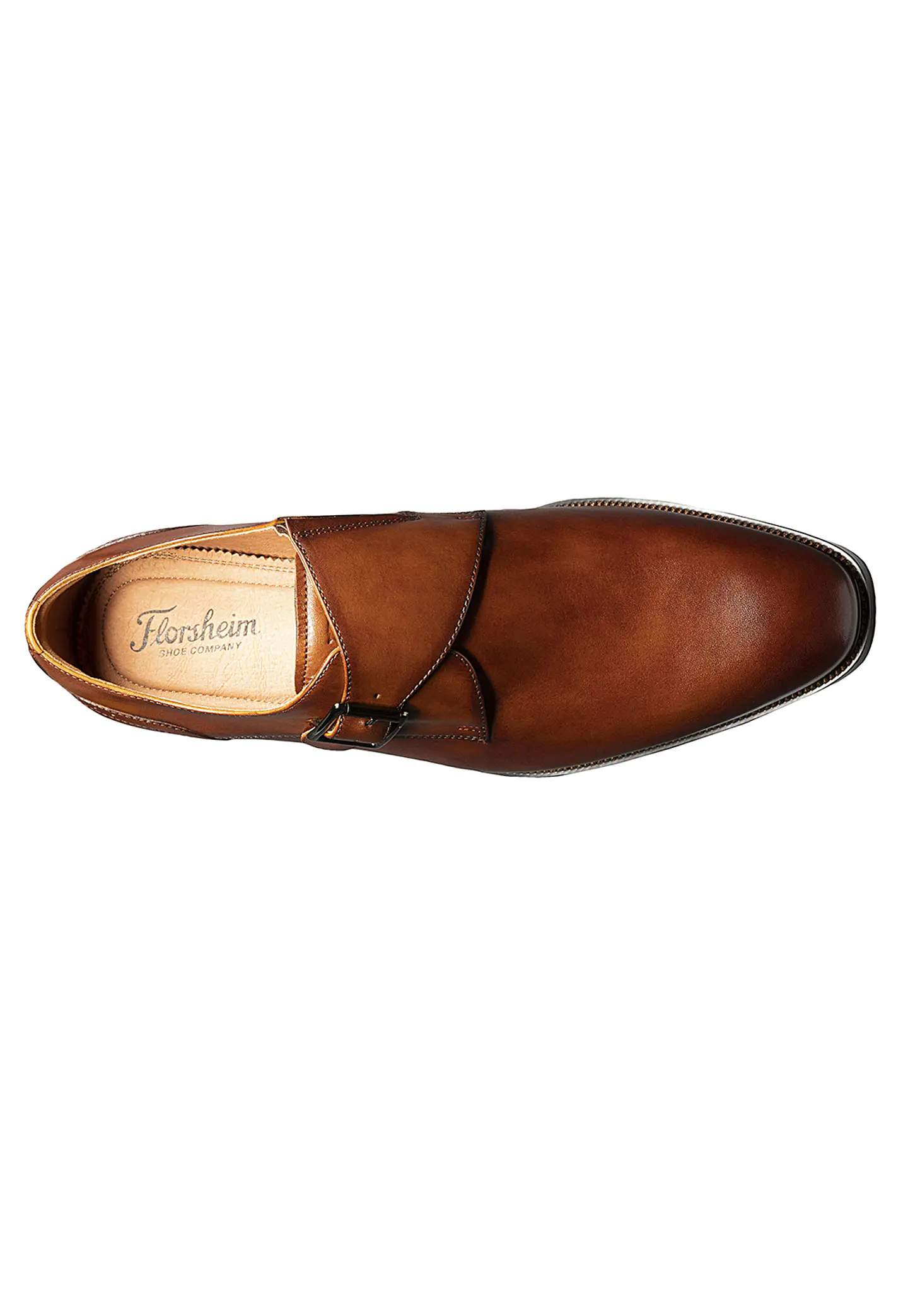 ZAPATO SORRENTO PLAIN TOE SINGLE MONK STRAP COGNAC 3