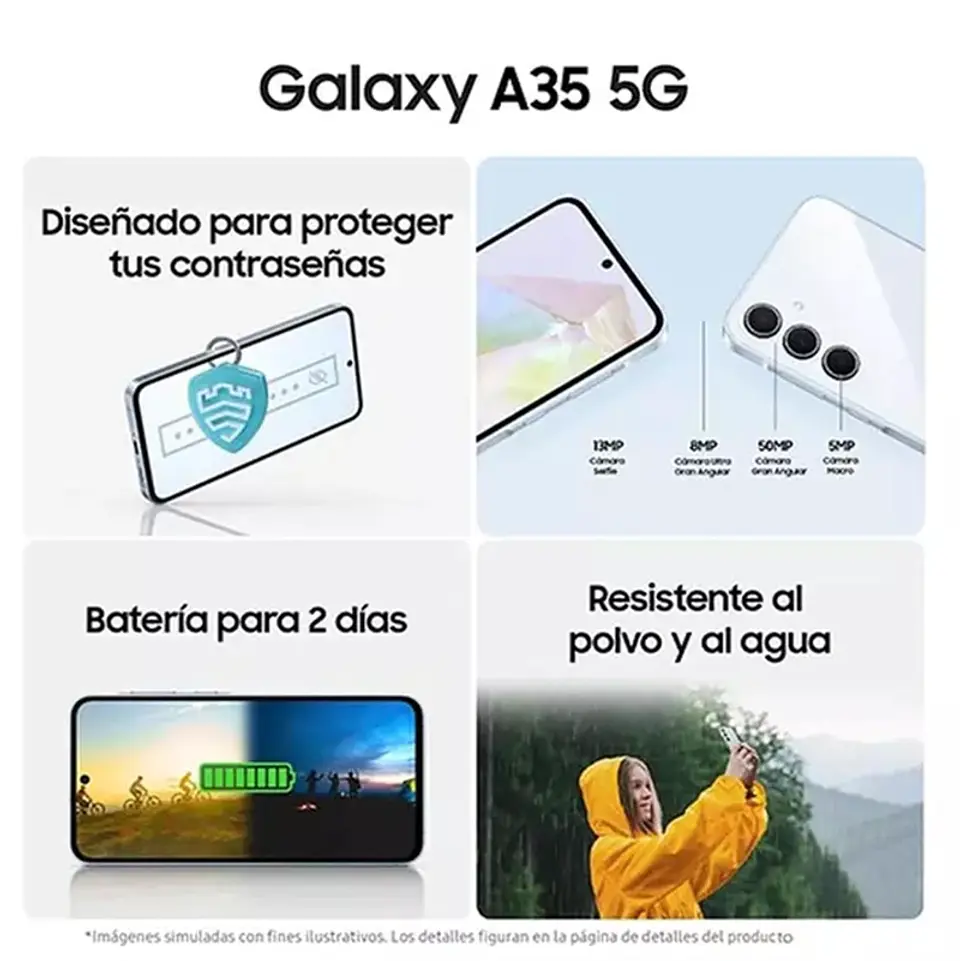 SAMSUNG GALAXY A35 5G 128GB AZUL CON CHIP CLARO 6