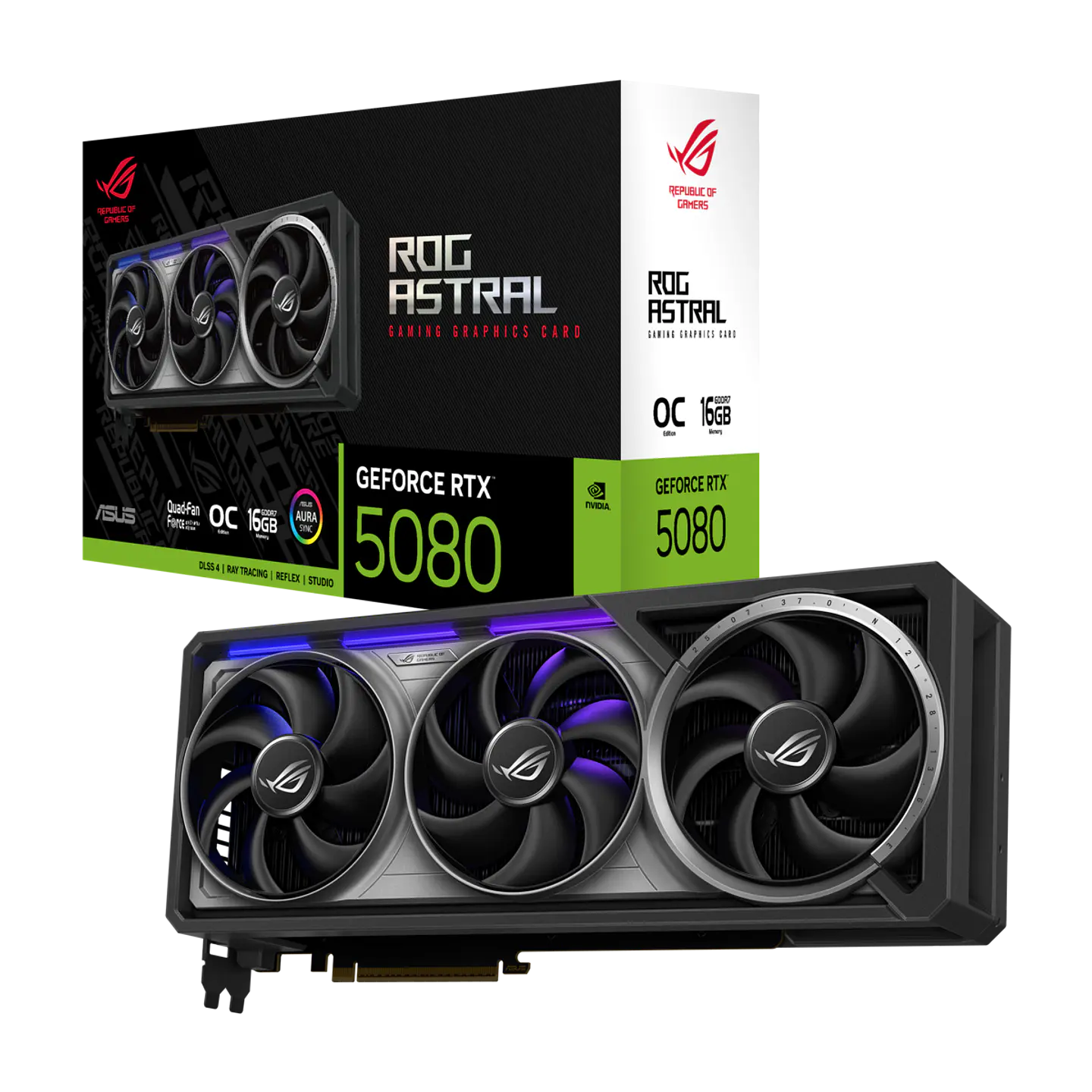 TARJETA DE VIDEO ASUS ROG ASTRAL NVIDIA GEFORCE RTX 5080 OC, 16GB GDDR7, 256-BIT, PCIE 5.0 3