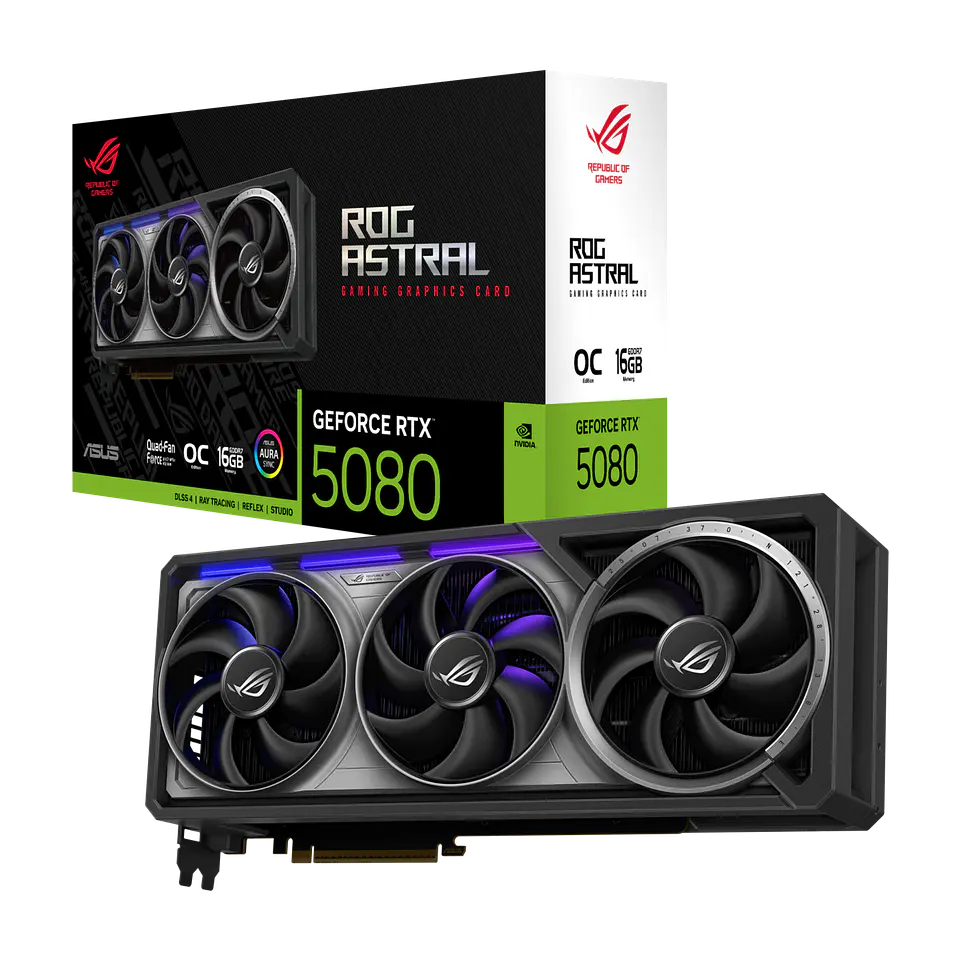 TARJETA DE VIDEO ASUS ROG ASTRAL NVIDIA GEFORCE RTX 5080 OC, 16GB GDDR7, 256-BIT, PCIE 5.0 3