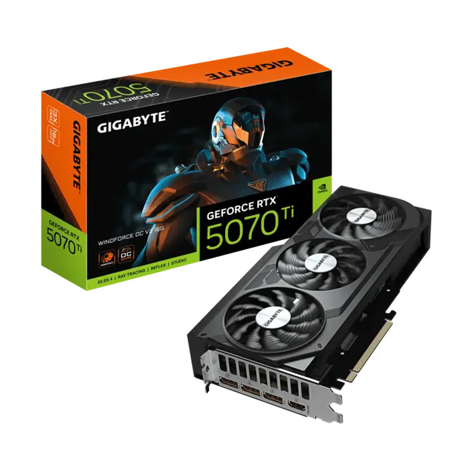 TARJETA DE VIDEO GIGABYTE NVIDIA GEFORCE RTX 5070 TI WINDFORCE OC V2, 16GB GDDR7, 256-BIT, PCI-E 5.0 1