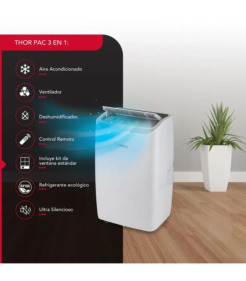 AIRE ACONDICIONADO PORTÁTIL PAC 3EN1 12000 BTU SOLO FRIO 3