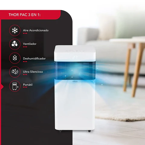 AIRE ACONDICIONADO PORTATIL FRIO THOR PAC 3EN1 8000 BTU