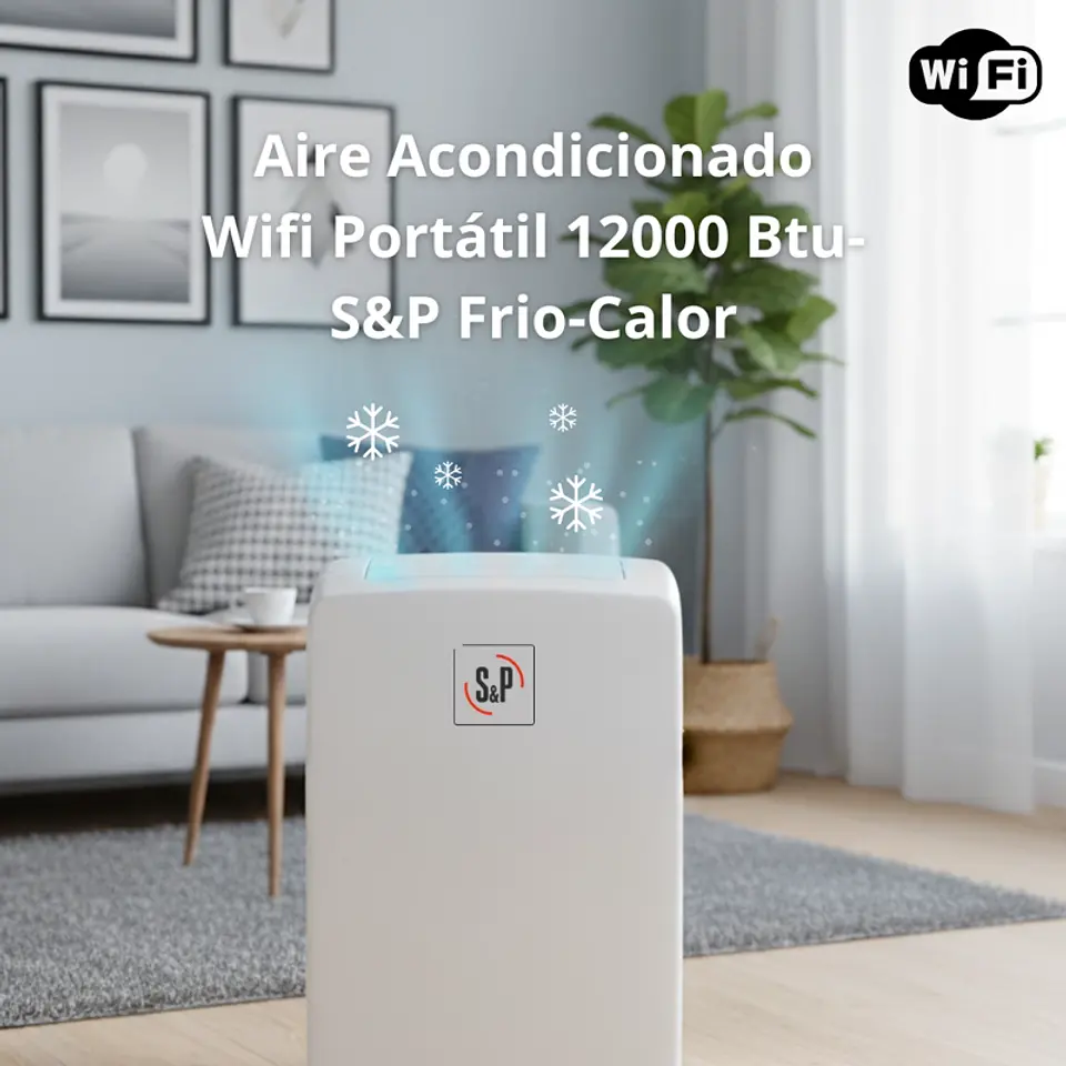 AIRE ACONDICIONADO PORTATIL 12000 BTU S&P FRIO CALOR WIFI 6