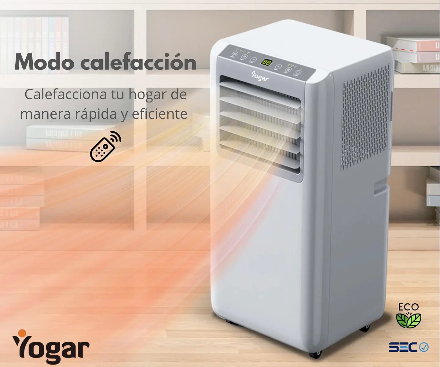 AIRE ACONDICIONADO PORTÁTIL 4EN1 ECO 9000 BTU FRÍO Y CALOR YOGAR 8
