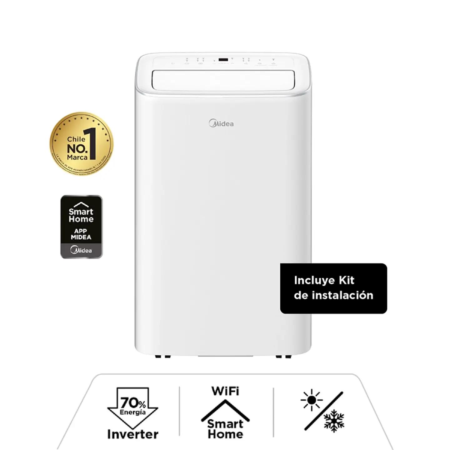 AIRE ACONDICIONADO PORTÁTIL MIDEA 12000 BTU + WIFI MPPXA-12HRN8 1