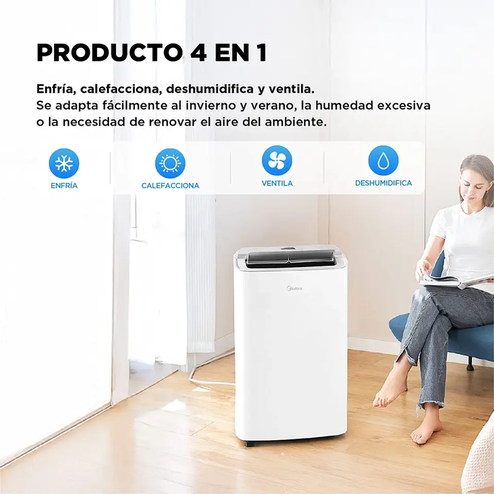 AIRE ACONDICIONADO PORTÁTIL MIDEA 12000 BTU + WIFI MPPXA-12HRN8 3