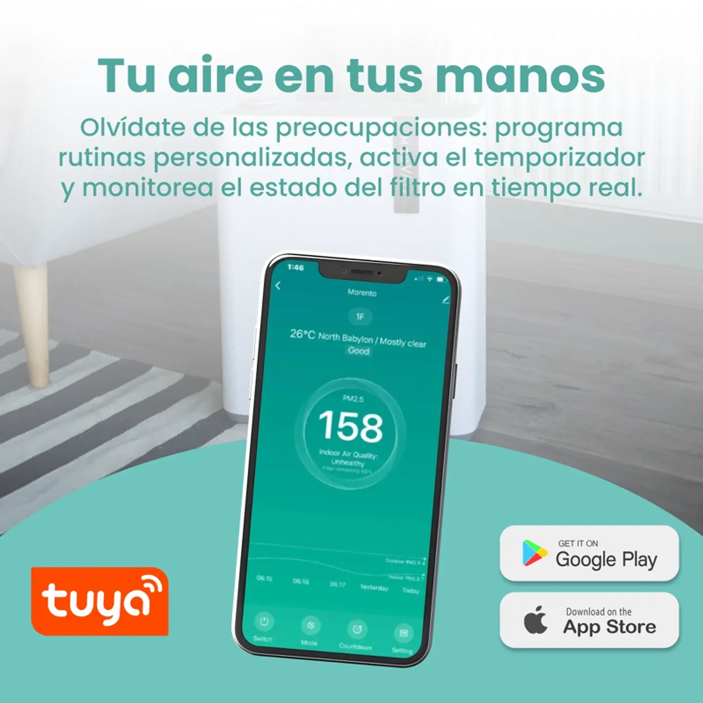 PURIFICADOR DE AIRE CON HUMIDIFICADOR MOUVAIR CALM 2