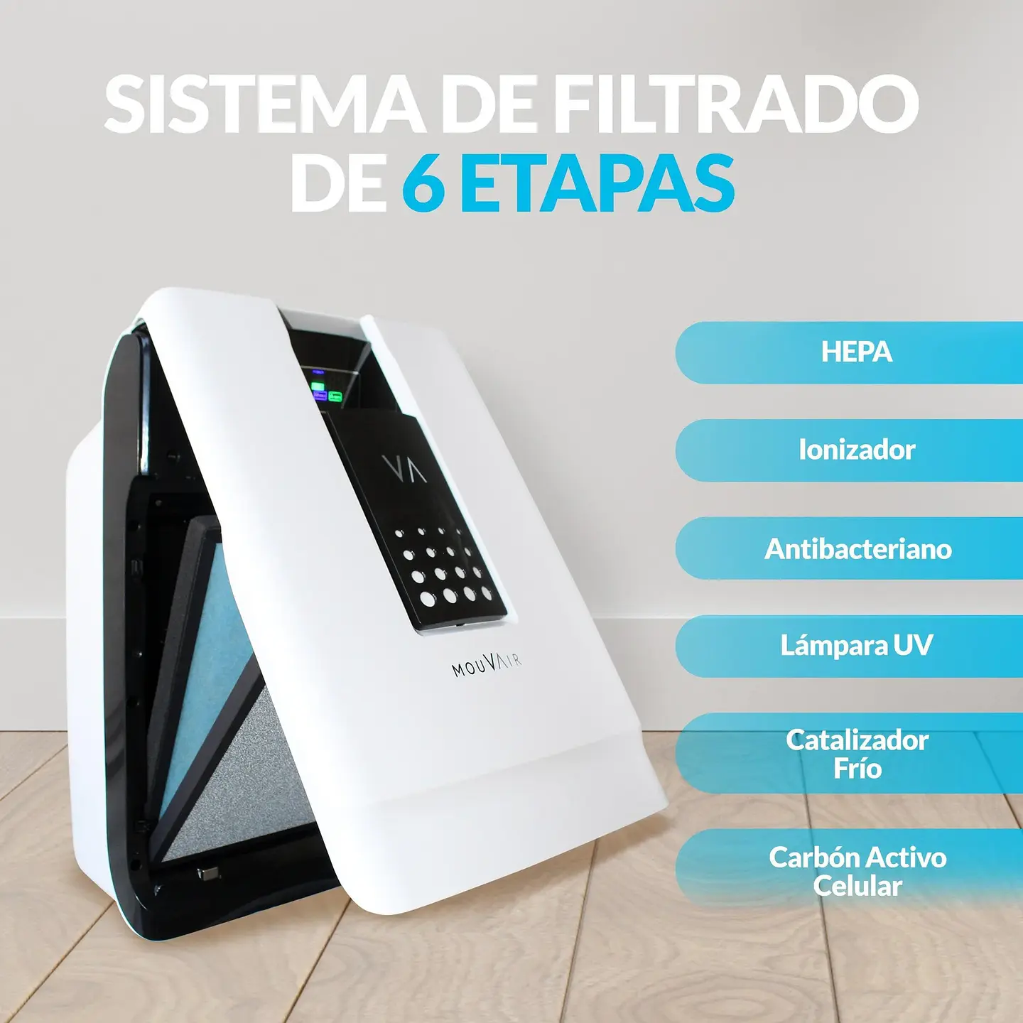 PURIFICADOR DE AIRE MOUVAIR ZEN CON HEPA H13 + FILTRO EXTRA HEPA H13 3