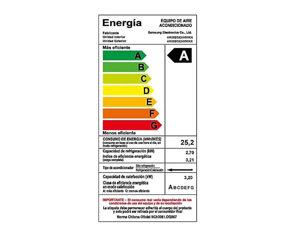 AIRE ACONDICIONADO SPLIT 9000BTU MURO INVERTER WINDFREE SAMSUNG 3