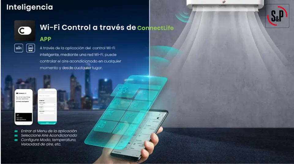 AIRE ACONDICIONADO 22000 BTU INVERTER S&P FRIO CALOR WIFI 8