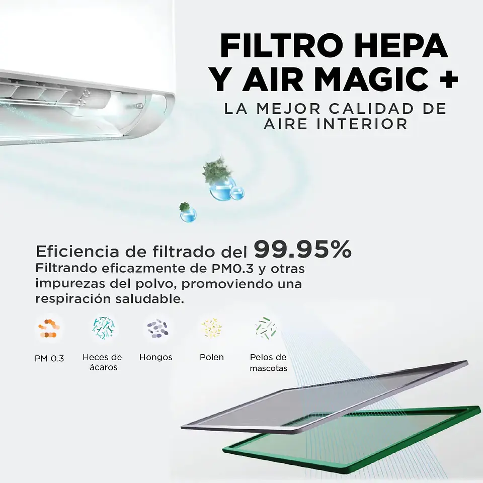 AIRE ACONDICIONADO SPLIT MURO 9000BTU INVERTER MIDEA BREEZELESS 5