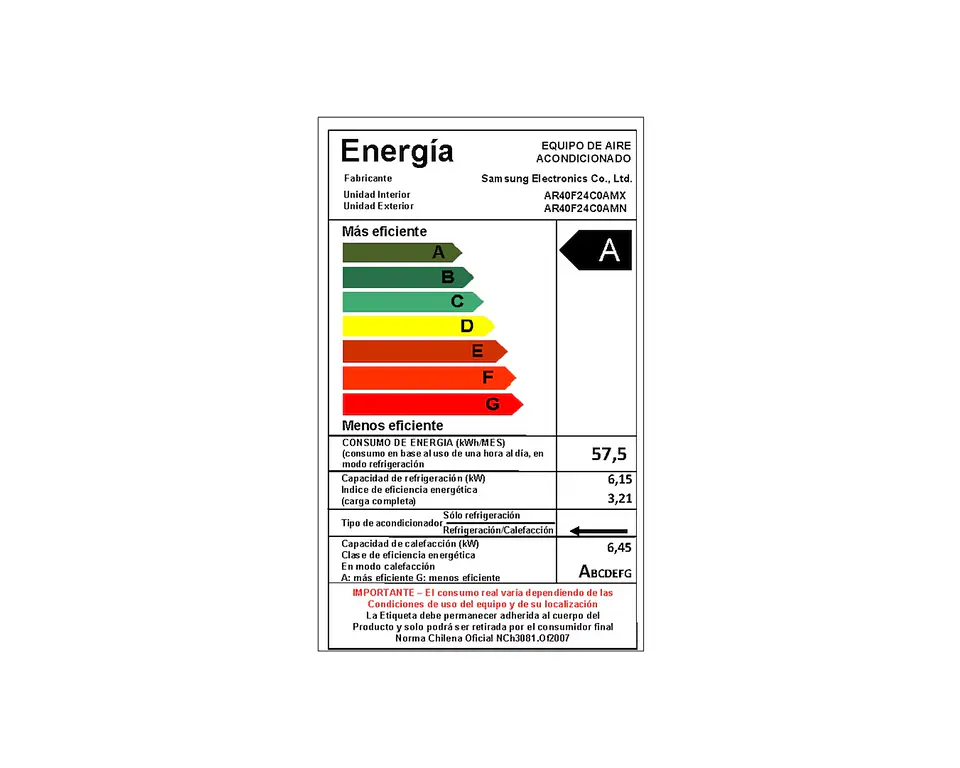 AIRE ACONDICIONADO SAMSUNG AR40F24C0AM-ZS 24.000 BTU 10