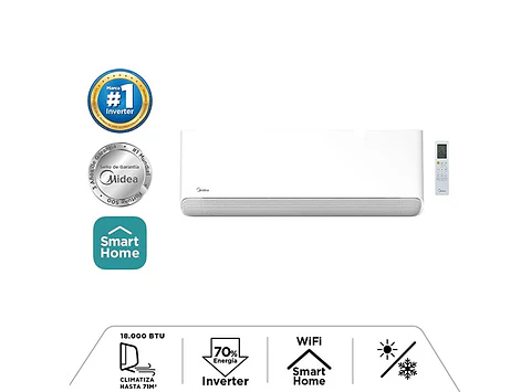 AIRE ACONDICIONADO SPLIT MIDEA BREEZELESS 18000 BTU WIFI FRÍO CALOR INVERTER