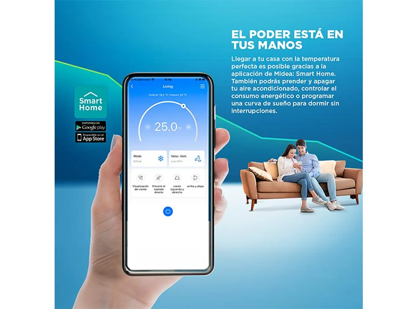 AIRE ACONDICIONADO SPLIT MIDEA BREEZELESS 18000 BTU WIFI FRÍO CALOR INVERTER 7