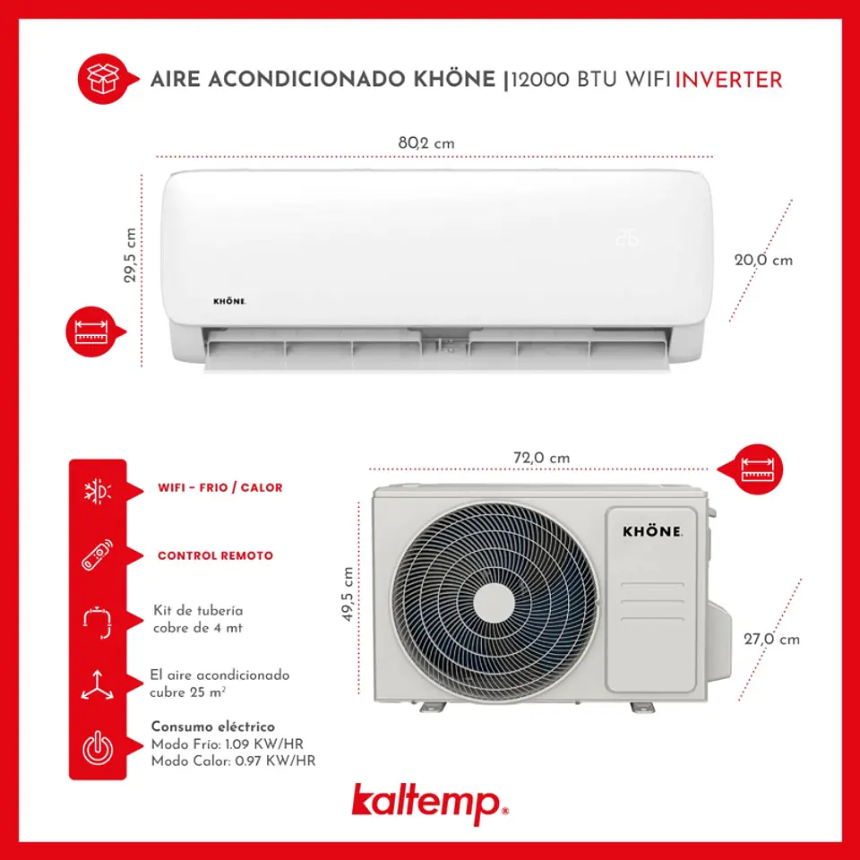 AIRE ACONDICIONADO KALTEMP 12.000 BTU WIFI INVERTER 6