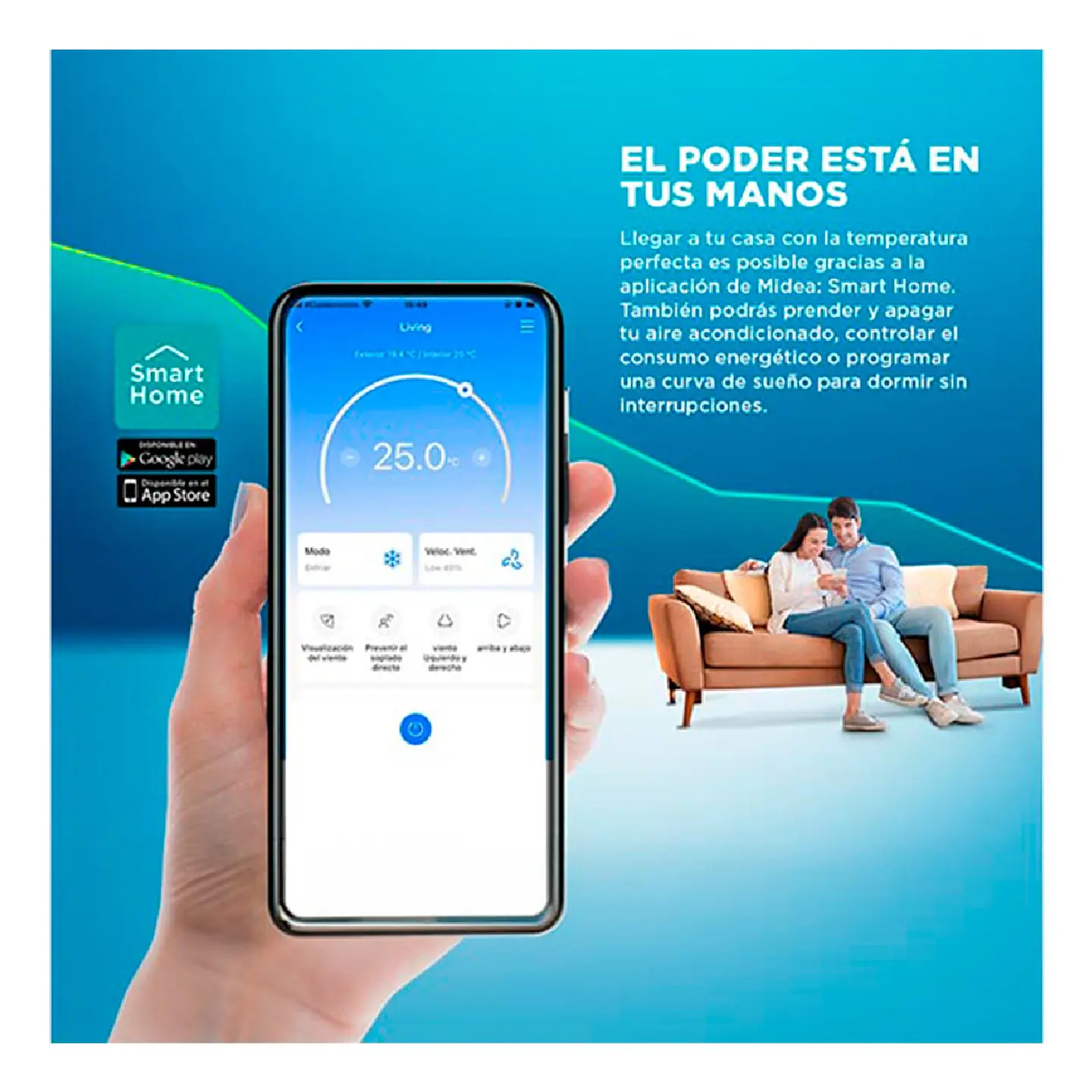 AIRE ACONDICIONADO SPLIT MIDEA BREEZELESS 12000 BTU WIFI FRÍO CALOR INVERTER 7