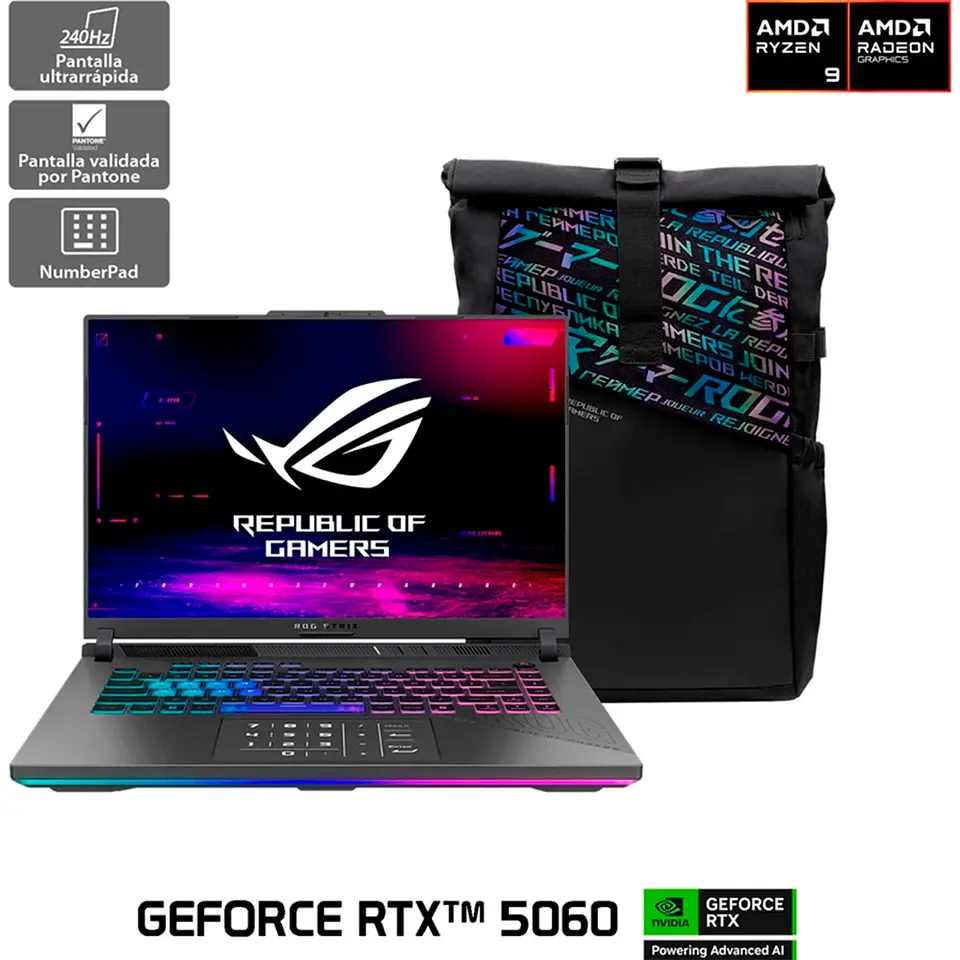 NOTEBOOK ASUS ROG STRIX G16 AMD RYZEN 9 16GB RAM 1TB SSD NVIDIA RTX 5060 16” 1
