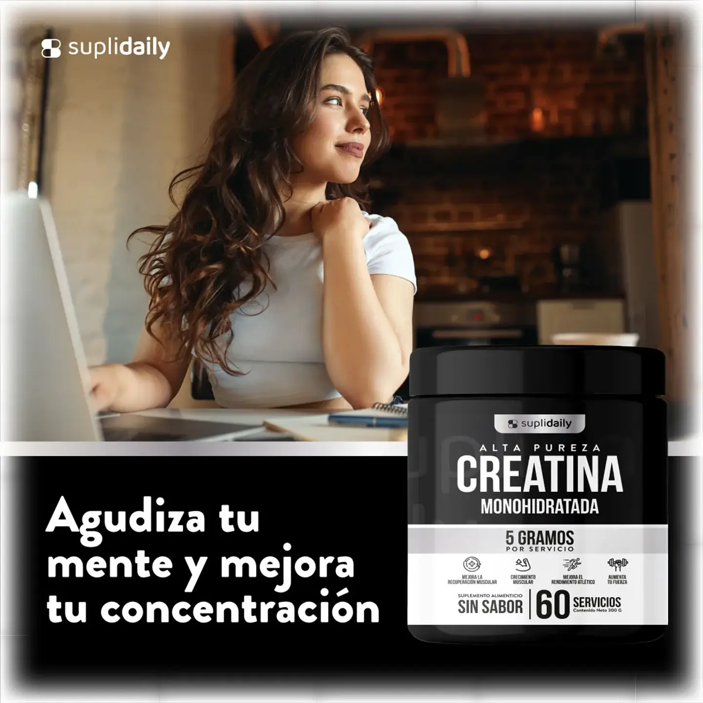 PACK X3 Creatine 100% Pure Monohydrate 900 g Suplidaily 6 Meses CREATINA MONOHIDRATADA 3
