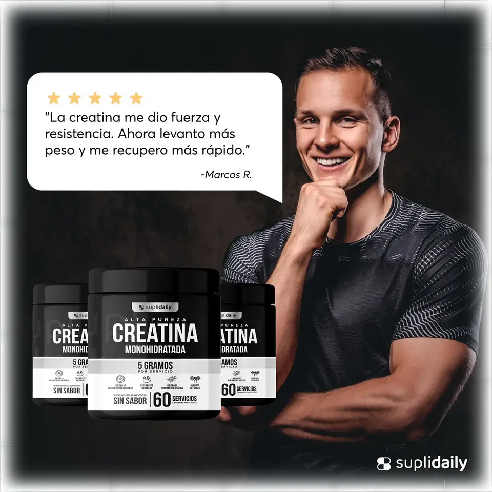 PACK X3 Creatine 100% Pure Monohydrate 900 g Suplidaily 6 Meses CREATINA MONOHIDRATADA 6