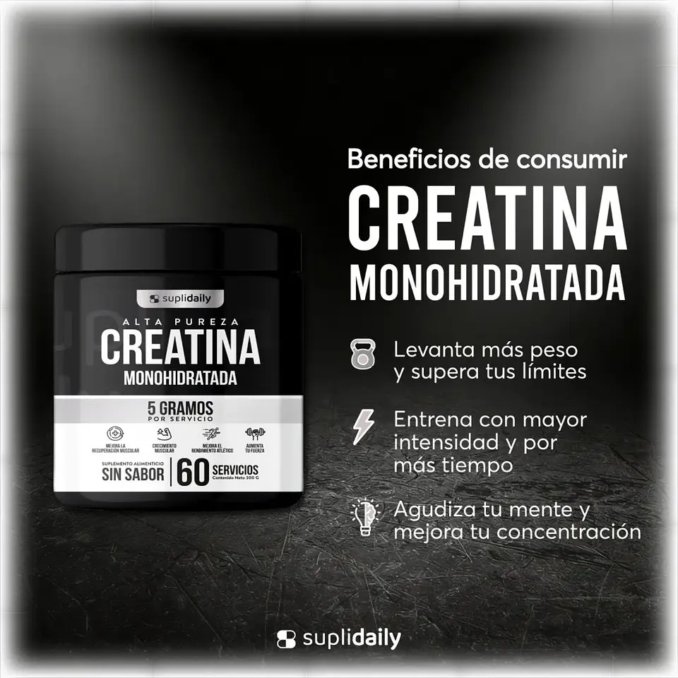 PACK X2 Creatine 100% Pure Monohydrate 600 g Suplidaily 4 Meses CREATINA MONOHIDRATADA 5