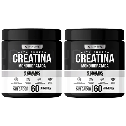 PACK X2 Creatine 100% Pure Monohydrate 600 g Suplidaily 4 Meses CREATINA MONOHIDRATADA