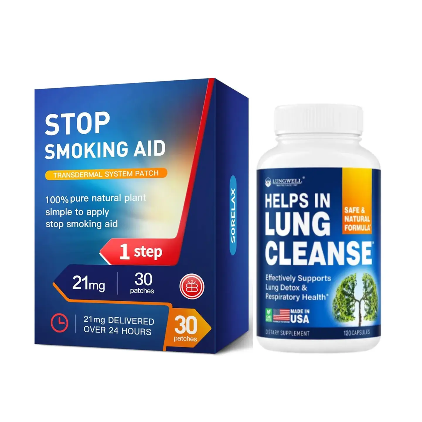 Parches Sorelax Cq 21mg Step 1 Dejar De Fumar + Lung Cleanse 3