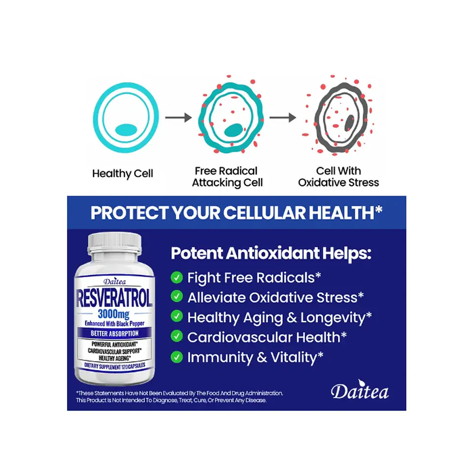 Resveratrol Extracto Puro De Resveratrol 3000mg 120caps 2