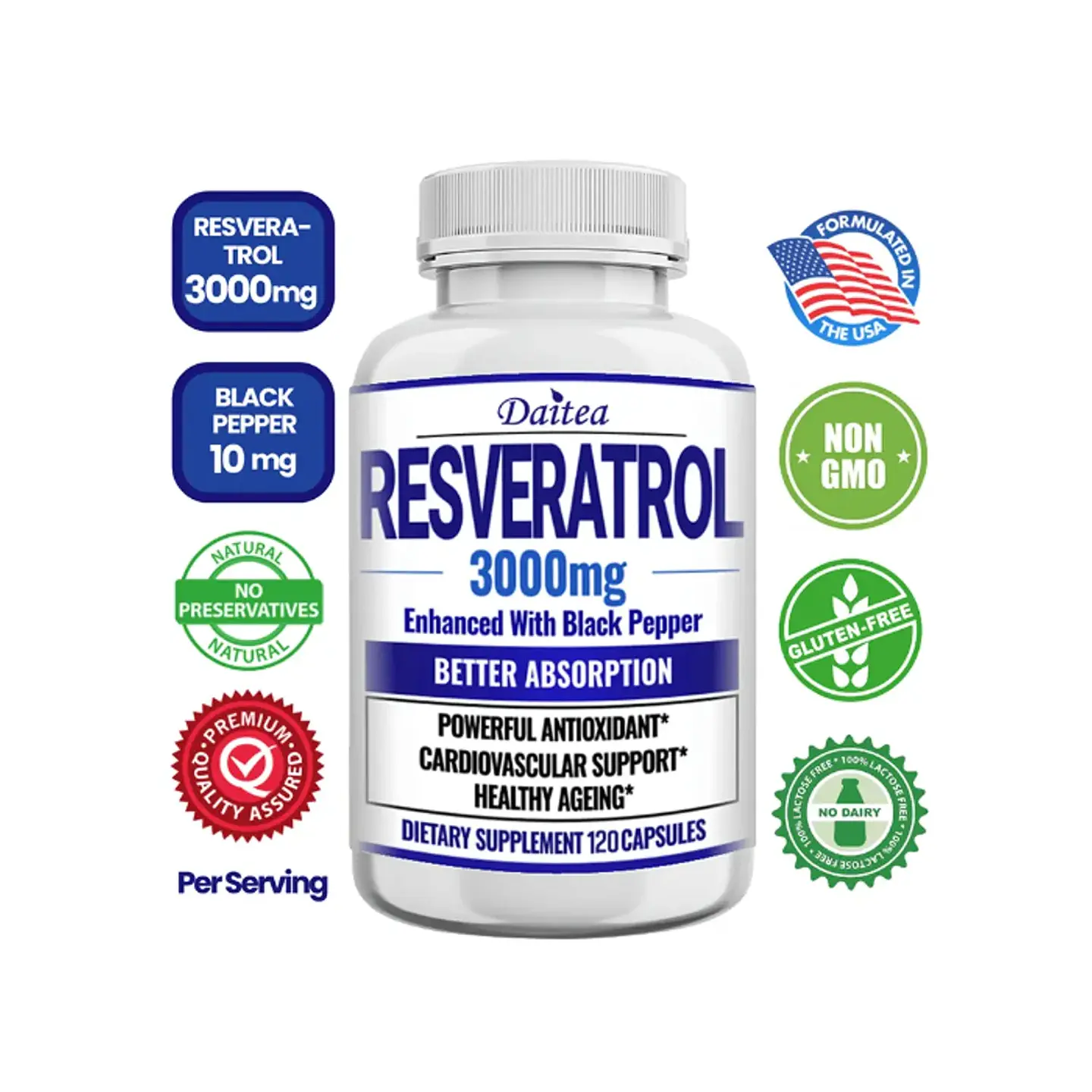 Resveratrol Extracto Puro De Resveratrol 3000mg 120caps 4