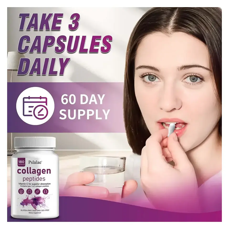 Colageno Hidrolizado Peptidos 1200mg Vitamina C Y E 180 Caps 2