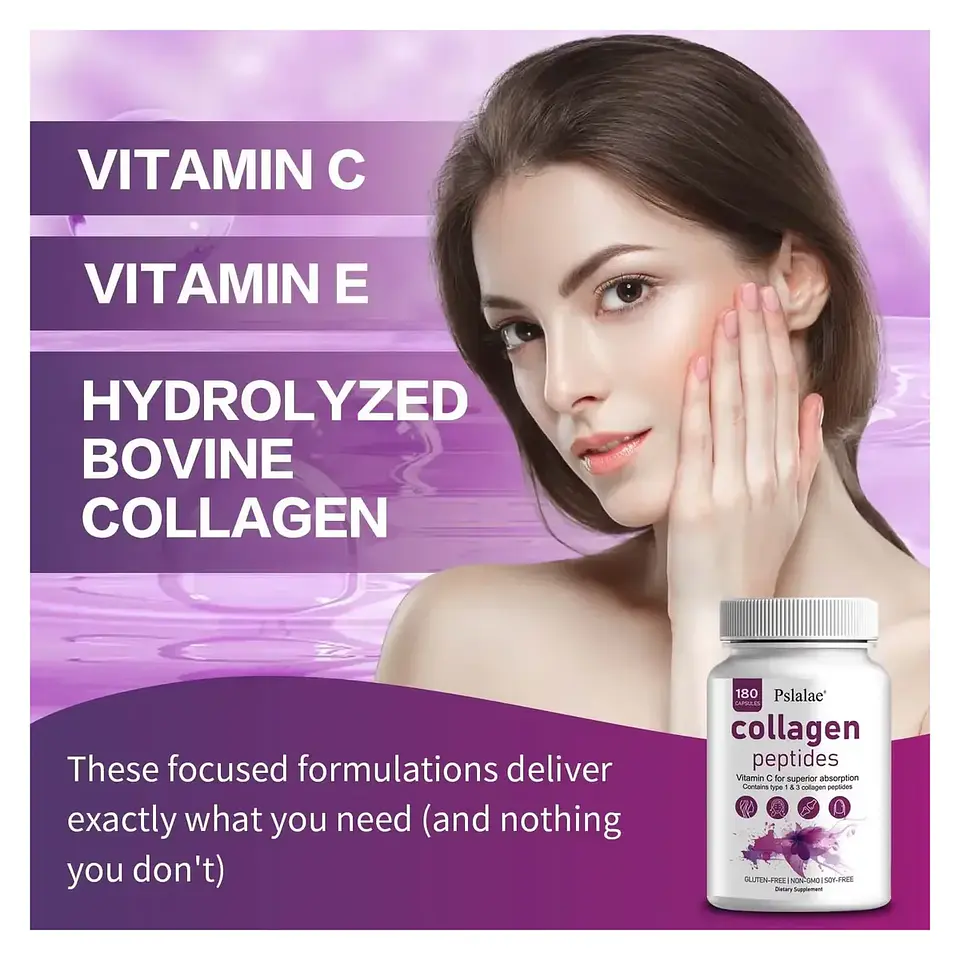 Colageno Hidrolizado Peptidos 1200mg Vitamina C Y E 180 Caps 3